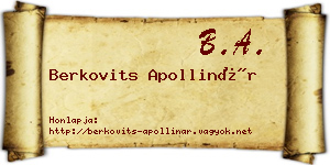 Berkovits Apollinár névjegykártya
